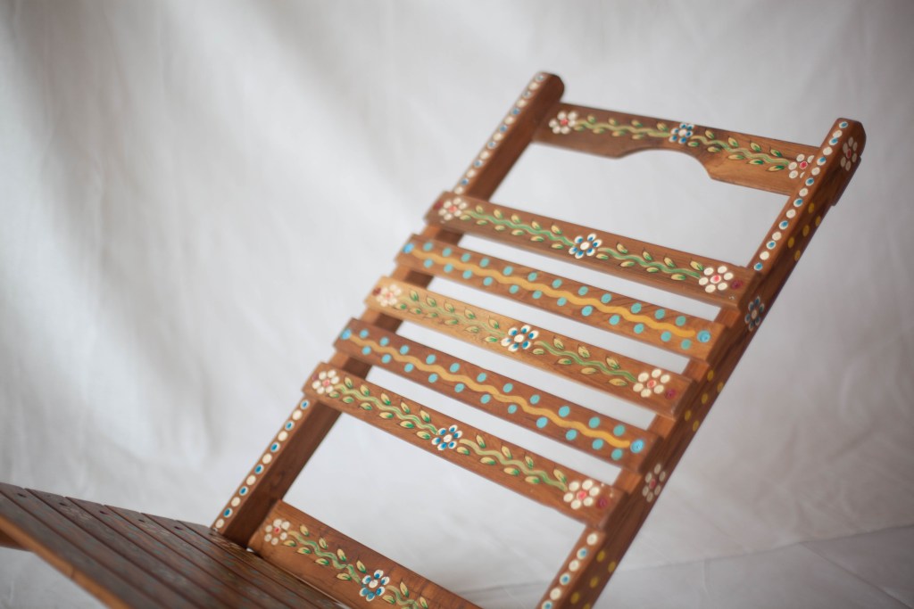 Silla teca pintada Kamal